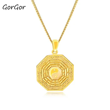 

GorGor Women Pendant Necklace Vintage Eight Diagrams Shape Titanium Steel Solid Color Ladies Fashion Accessories 690