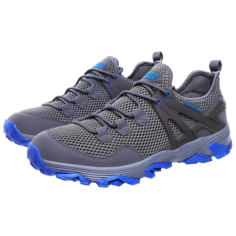 hiking shoes grey Лев крик Мужская походная обувь лето стиль Дышащие, для активного отдыха и спорта кроссовки для мужчин Легковесный горный туристическая обувь - Цвет: hiking shoes grey