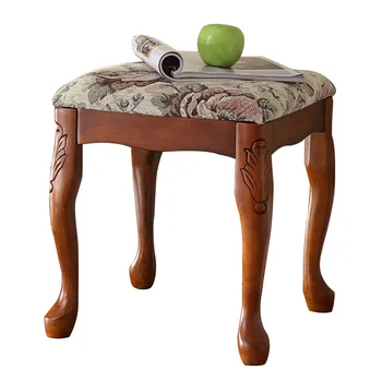 

American Solid Wood Dressing Stool European Fabric Makeup Stool Piano Stool Guzheng Stool Shoe Bench Specials