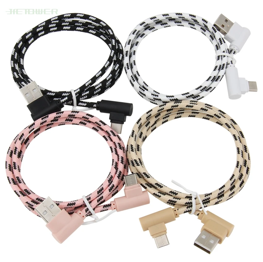 300 шт/партия usb type C кабель нейлоновая решетка Плетеный USB C кабель зарядного устройства для samsung Galaxy S9 S10 Xiaomi Redmi Note7 type-C