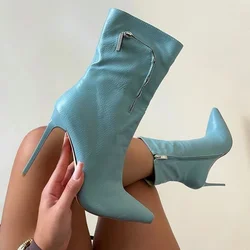 Autumn and Winter New Women's High-heeled Boots Solid Color Round Toe Stiletto Boots Outdoor Non-slip Comfortable Casual Boots