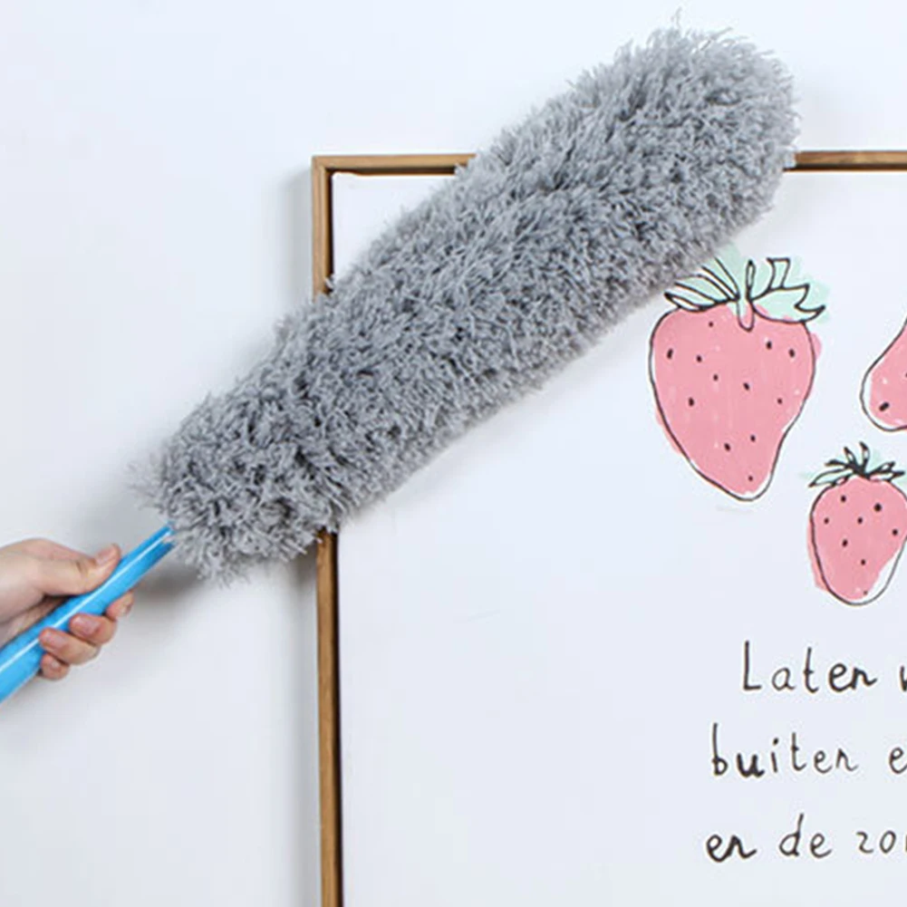 Kitchen Cleaning Brush Microfiber Duster Static Bendable Handle Adjustable Soft Car Air Conditioning Office Furniture Home Tool - Цвет: Серый