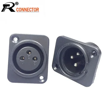 

10pcs/lot 3 Pin XLR Male Plug / Female Jack Panel Mount Chassis Plastic 3 Poles XLR Plug Jack Socket Microphone MIC Connector