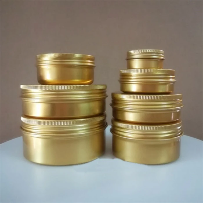 30/50/60/80/100/150g мл многоразовая коробка золото Пустой Круглый Алюминий металлические консервные банки косметического крема банка для творчества чай золото Алюминий горшок