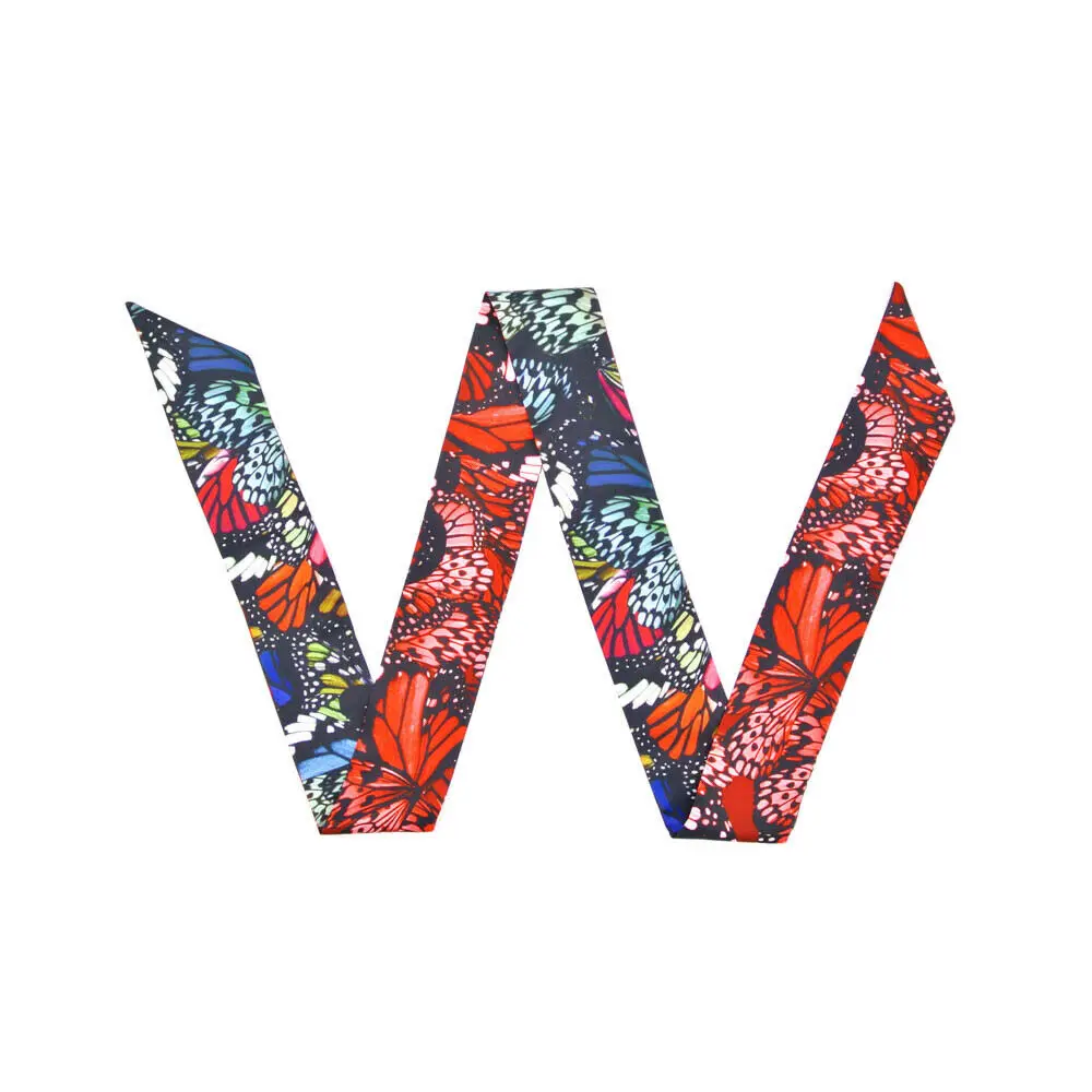 

47" Women Long Skinny Scarf Twill Silk Scarfs for Bag Satin Hair Tie Scarves Hat Ribbon Handbag Handle Wrap Neckerchiefs