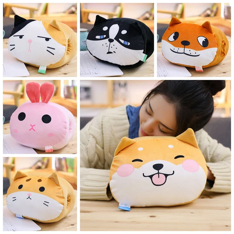 Мягкими Животные руки Подушка Кошка Собака Хаски Косплей Shiba «Лисья Секретная служба»(Inu очаровательны чучела Мультфильм Plushie 2-в-1 подушка для сна подушка подарок для ребенка
