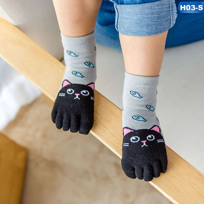 Kawaii/Детские носки хлопковые носки с животными для мальчиков и девочек дешевые носки с носком для детей пять носок с пальцами От 3 до 7 лет/От 7 до 12 лет - Цвет: 03