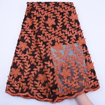 

Nigerian Lace fabrics High Quality French Tulle Lace Fabric Embroidery Sequins Lace Fabric For Dress African Lace Fabric Y1828