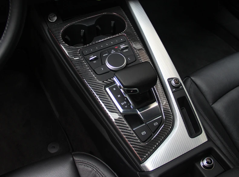 Коробка переключения передач автомобиля из углеродного волокна Панель держатель стакана воды рамка Крышка отделка Аксессуары для Audi a4 b9- автомобиль