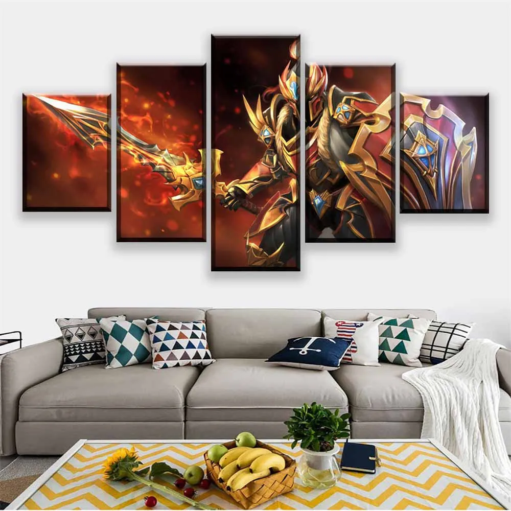  Printed Popular Posters 5 Set DOTA 2 Game Modular Pictures Popular Canvas Painting Bedroom Modern H