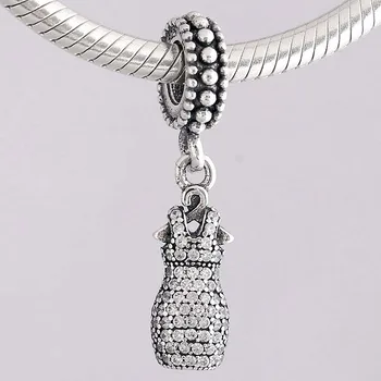 

Original Pave Dazzling Dress With Crystal Pendant Beads Fit 925 Sterling Silver Bead Charm Pandora Bracelet Bangle DIY Jewelry