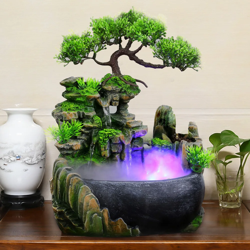

Waterfall Desktop Fountain With Color Changing Led Lighting Zen Meditation Waterfall Figurines For Home Office