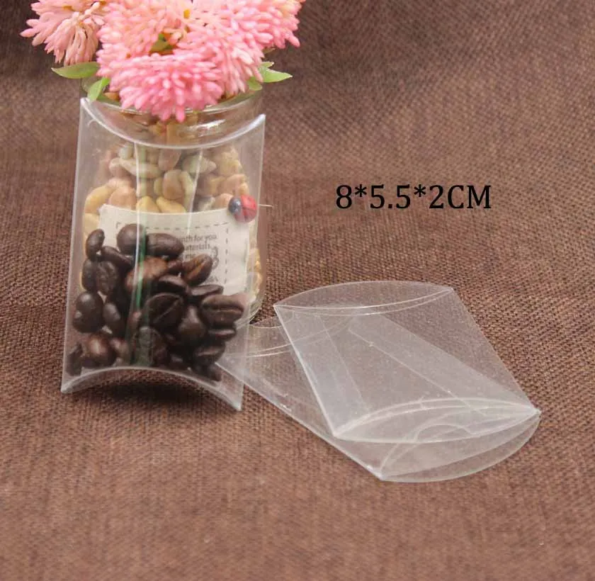 

2018 Multi size Clear PVC Pillow Boxes for Wedding Favor/ Baby Shower/Bridal Candy Gift Box Souvenir Package & display box 10pcs
