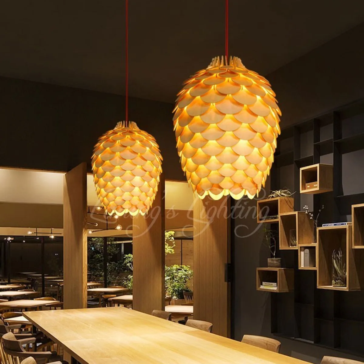 Nordic Morden OAK Wooden Pinecone светодиодные подвесные светильники деревянные современные