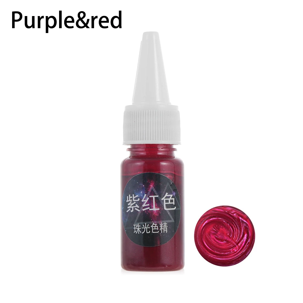 purple red 1 шт 10 мл высокой концентрацией пластификатора жемчужный пигмент эпоксидная смола для изготовления ювелирных изделий, с отделкой из материала другого цвета, УФ-ювелирные изделия аксессуары окрашивающий краситель поделки своими руками - Цвет: purple red