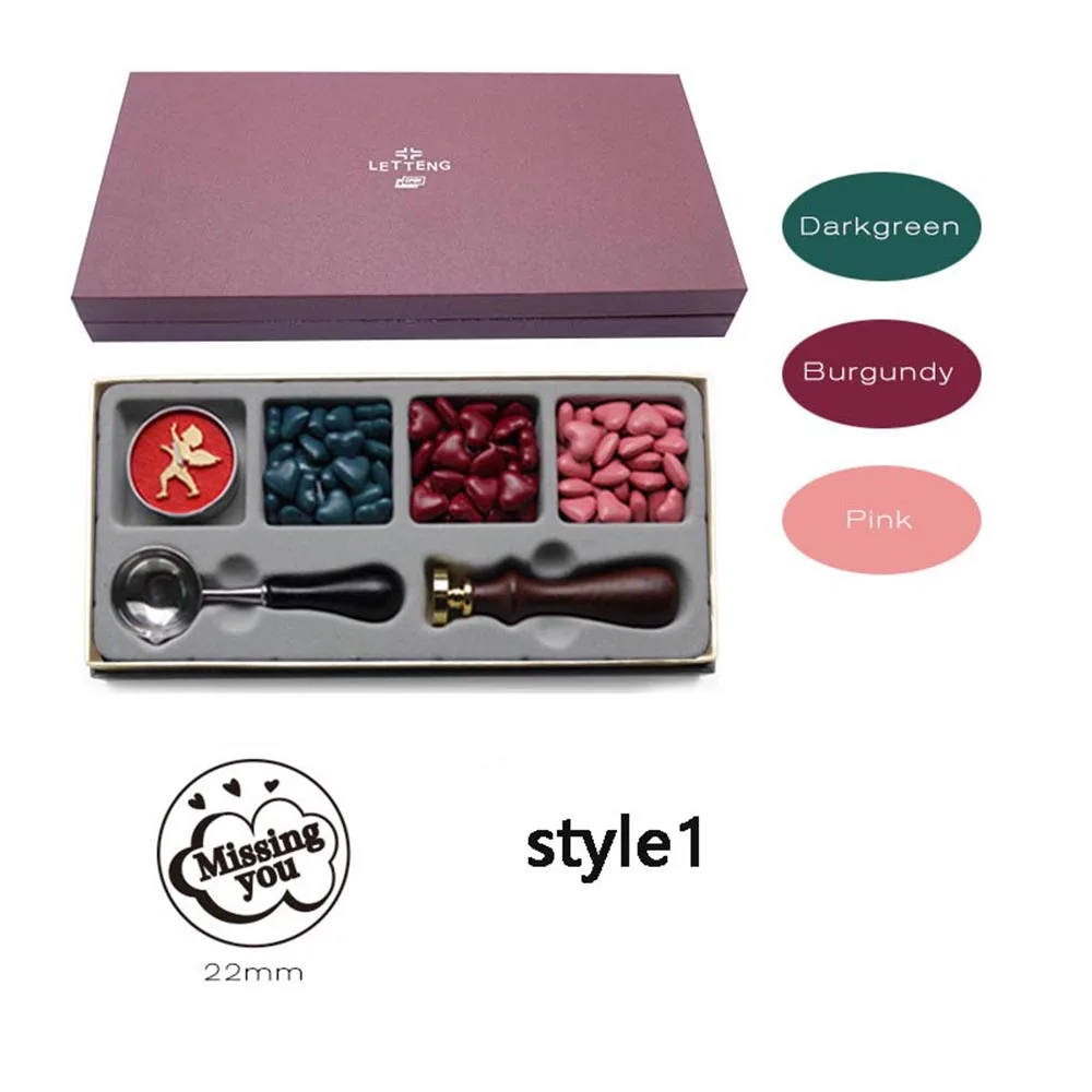 

1 Set Retro Stamps DIY Seal Envelope Sealing Wax Stamp Lacquer Wax Spoon Seal Post Stamp Scrapbooking Stamping with Box