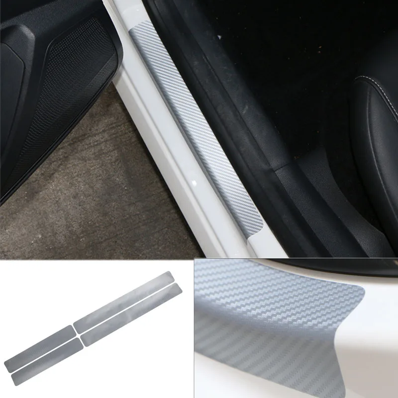

Car Carbon Fiber Threshold Stickers Door Kick Protection Sticker protective Strip For Volkswagen Touareg 2019 Car Accessories