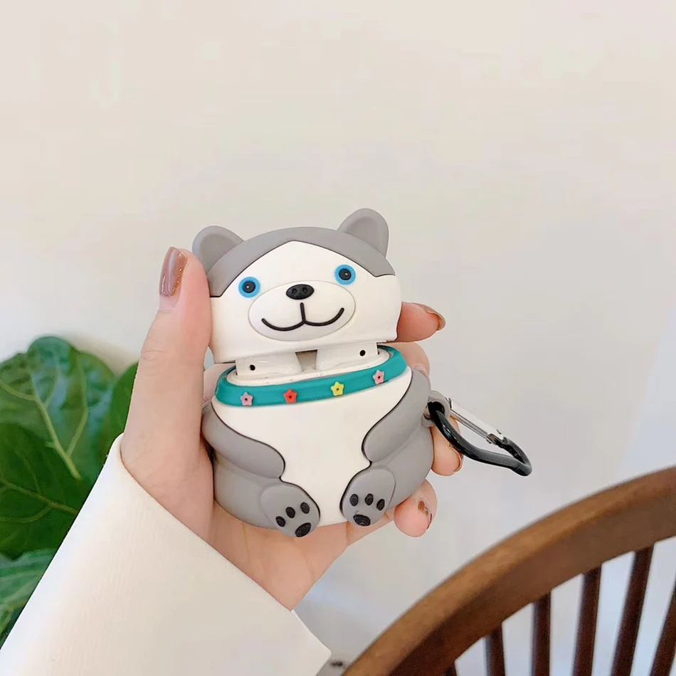Чехол для наушников для Airpods 2, чехол, силиконовый, милый медведь, кошка, свинья, собака, Мультяшные наушники, чехол для Apple Air pods, 1 чехол для Earpods