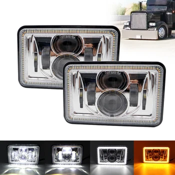 

Square 4X6 Inch LED Headlights Replacement for Ford Trucks 4 x 6'' High/Low Beam With White DRL Amber Turn Signal Light