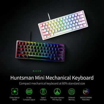 

Razer Huntsman Mini Mechanical Keyboard Clicky Optical Switch 61 Keys Wired RGB Keyboard for PC Laptop Balck/Silver
