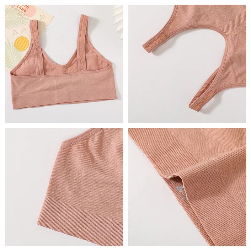 Women Seamless Bra Set Sexy Lingerie Wire Free Push Up Brassiere Bralette Unlined Female Crop Top High Rise Briefs Underwear Set women lingerie set,women underwear set,sexy bra set