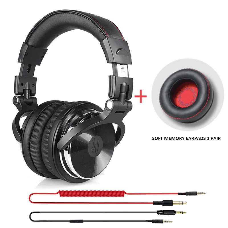 Black-Extra Cups Oneodio Накладные Наушники Hi-Fi Studio DJ наушники проводной монитор Музыка игровая гарнитура наушники для телефона компьютер ПК с микрофоном - Цвет: Black-Extra Cups