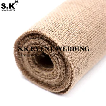 

30CMx10M Natural Burlap Retro Table Runners Jute Imitated Linen Tablecloths for Country Outdoor Wedding Christmas Party Decor 4.