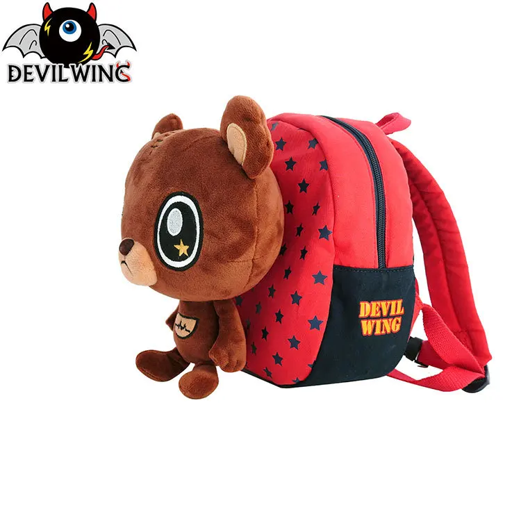 

South Korea devil wing Cartoon Printed Children Backpack Anti Lost School Bag Rabbit Bear Deconstructable