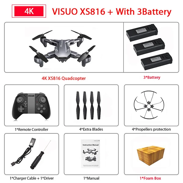 micro rc helicopter Visuo XS816 RC Drone with 50 Times Zoom WiFi FPV 4K /720P Dual Camera Optical Flow Quadcopter Foldable Selfie Dron VS SG106 E58 RC Helicopters cheap RC Helicopters