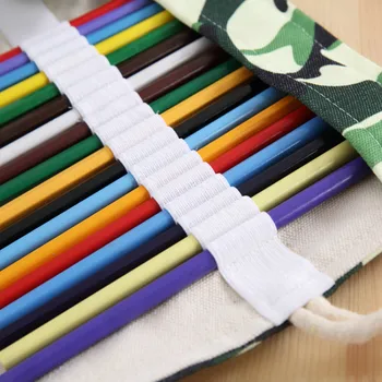 

Art Painting Pencil Case Camouflage Students Stationery Box 36/48/72 Hole Multi-functional Canvas Colored Pencil Curtain DC458