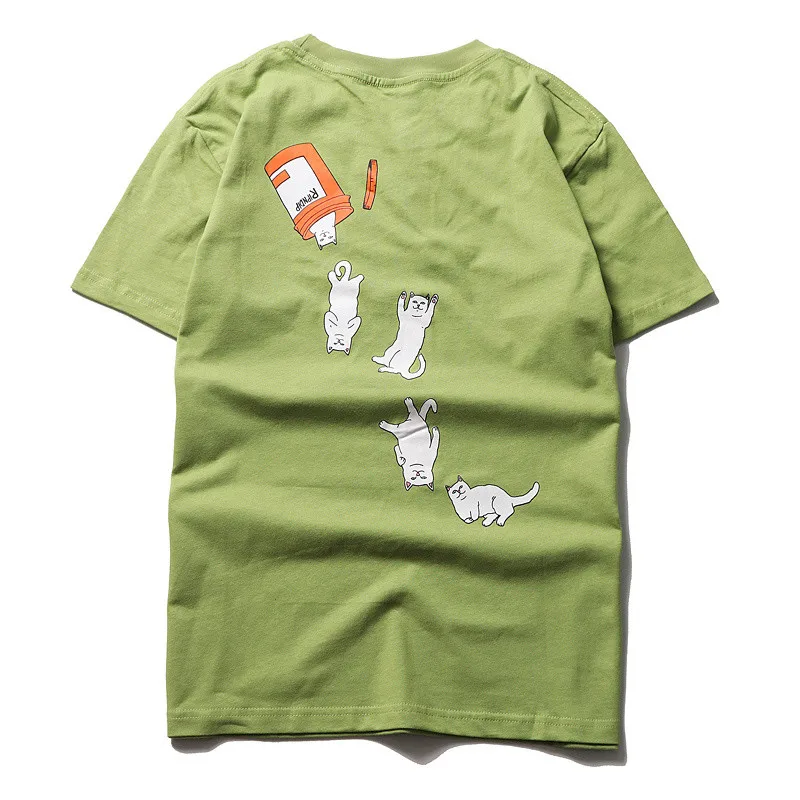 Women Mens 2020 The Middle Finger Cats Printed Short Sleeve Summer Regular Version Style Casual Tops Tee Fashion Tshirt | Женская одежда