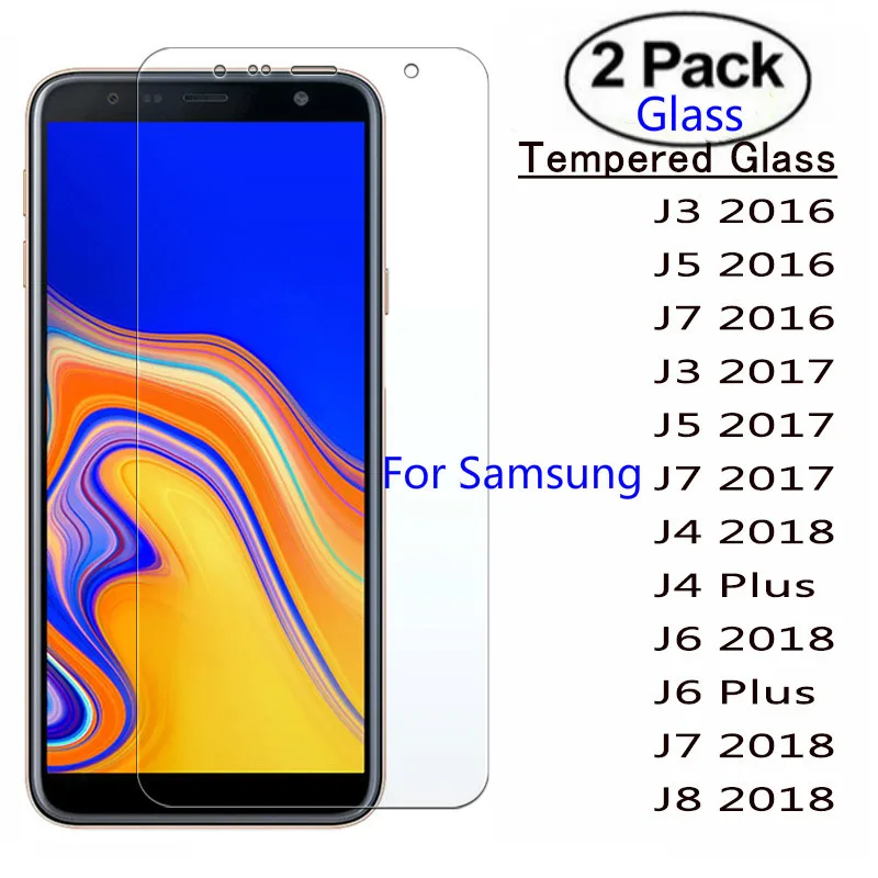 Закаленное стекло для Samsung Galaxy J4 2018 J6 J7 J8 Защитное A5 A6 A7 A8 Plus защитная пленка 2