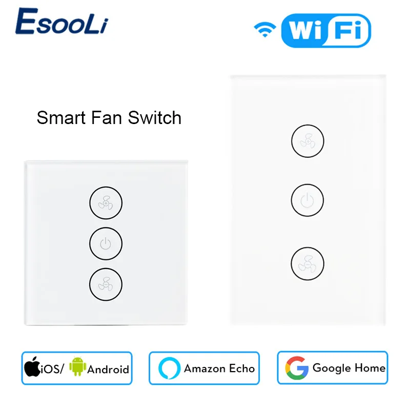 Esooli Tuya Smart Life WiFi умный потолочный вентилятор переключатель приложение удаленный