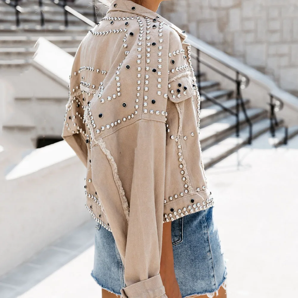 2021 New Coats Women's Jacket Jackets Heavy Industry Women's Coat Locomotive Punk Riveting Nail Coat Women Winter Clothes Women