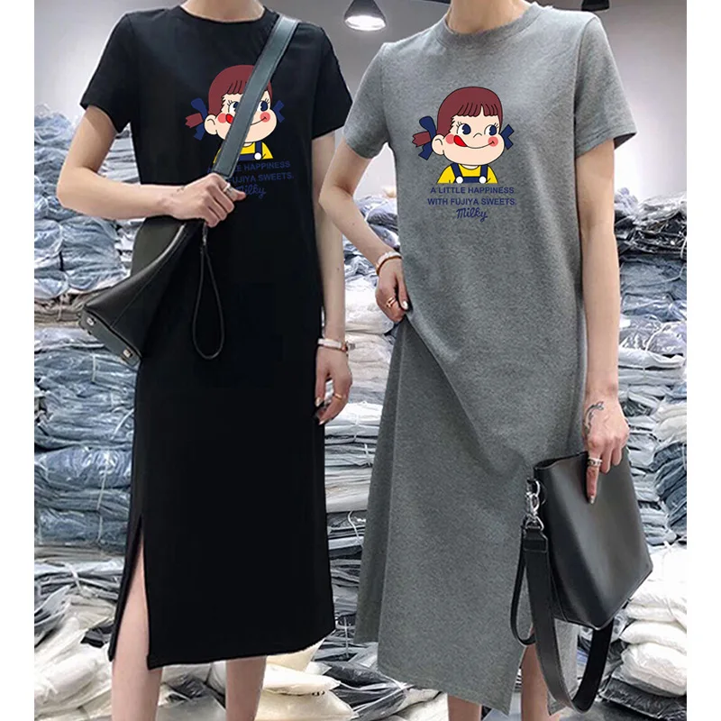 

Fujiya GIRL'S Printed GIRL'S T-shirt Dress Super Fire CEC Short Sleeve Cute New Style Slimming Cartoon Large Size Dress