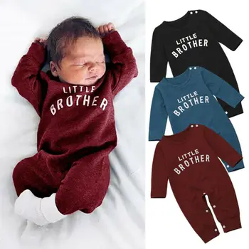 

Infant Baby Boy Long Sleeve Little Brother Romper Jumpsuit Bodysuit Autumn Winter Clothes Outfit 3 Color