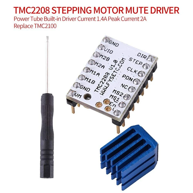 5 шт. TMC2208 шаговый двигатель Mute Driver Stepstick мощность трубки встроенный драйвер тока 1.4A пиковый ток 2A заменить TMC2100 Modu