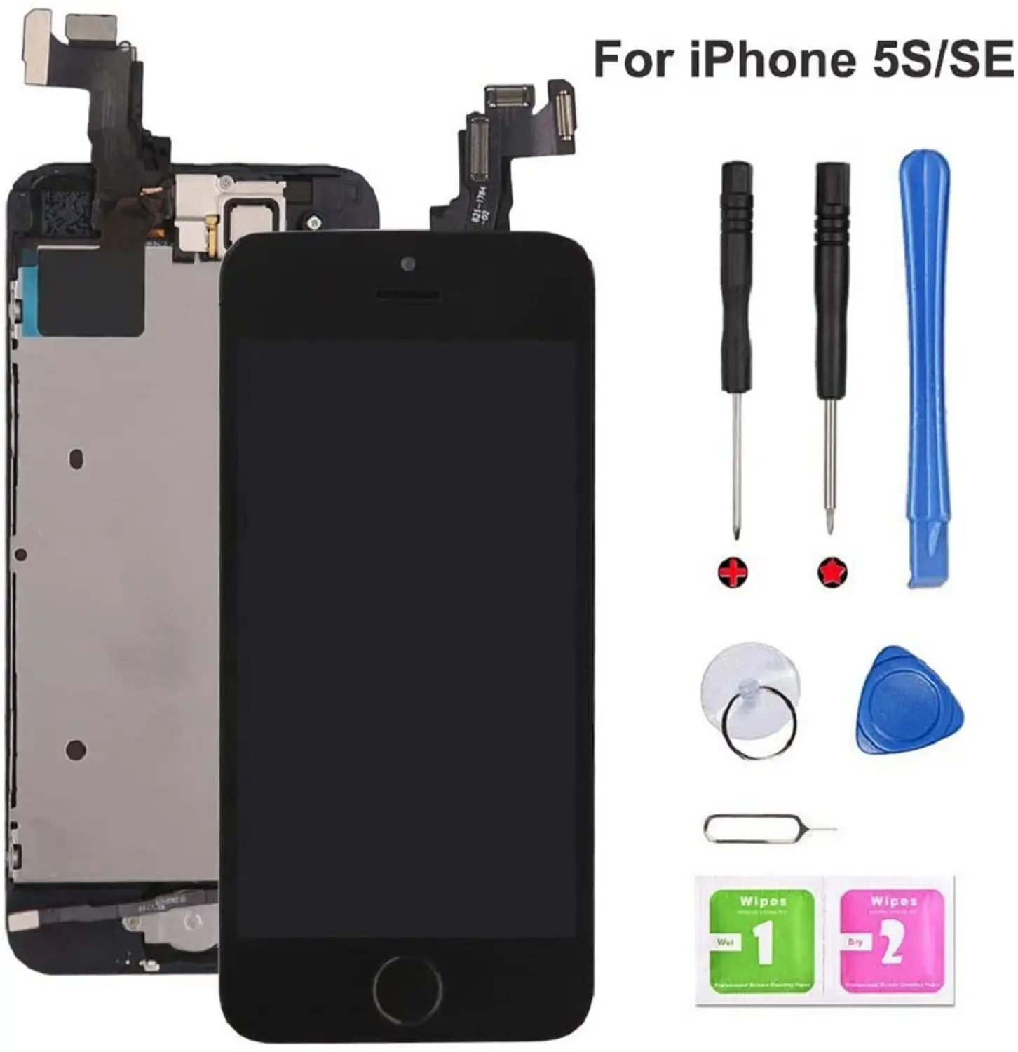 

Screen Replacement for 5S/SE LCD Touch Display Screen Digitizer Frame for 5S/SE Screen Assembly White with Tool Kit