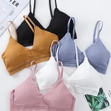 Sexy Baumwolle Aushöhlen Bhs Für Frauen Unterwäsche Einfarbig Komfort Wireless Bh Dessous Mode Nahtlose Padded Bralette Neue