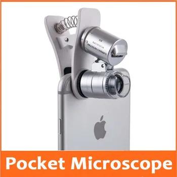 

60X Mobile Adapter magnifier with lamp 60 Times Portable Jewelry Identification Microscope Lens General Clip Dove Eye Shooting