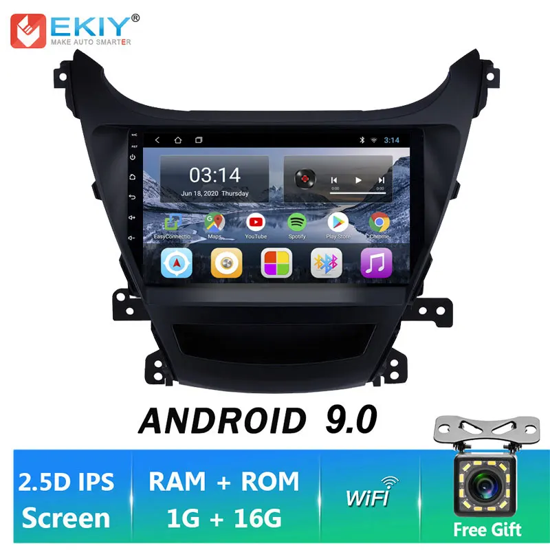 EKIY IPS Android 9 0 автомобильный мультимедийный плеер для Hyundai Elantra 2011 2016 Авторадио