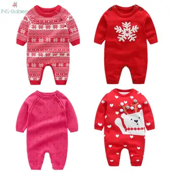

2020 NEW YEAR Baby Boy Girls Christmas Clothing 3M-24M Baby Winter Warm Rompers Infant Ice Style Climbing Cloth Jumpsuit&pajamas