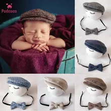 Beret-Hat Photo-Outfit Photography-Props Newborn Baby-Boys Bow-Tie-Set Gentleman-Cap