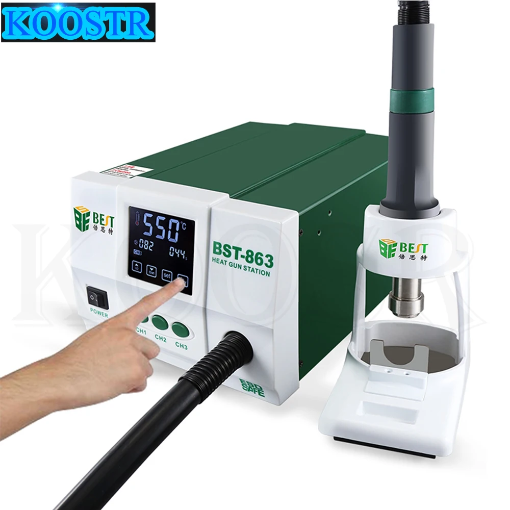 BEST 863 Lead Free Thermostatic Heat Gun Soldering Station 1200W Intelligent LCD Digital Display Rework Station For Phone Repair|Soldering Stations| - AliExpress