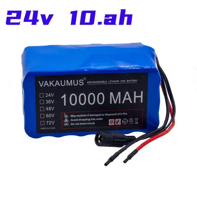 6S3P 24V 10AH Battery Pack 25.2V 10000MAH BMS Electric Bicycle Toy Car 18650 Lithium Ion Battery Pack + Charger Strong Power 24V 10AH