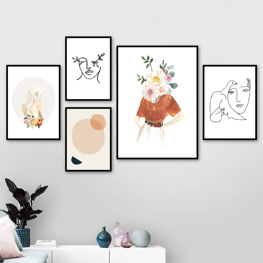 Flower-Girl-Face-Line-Abstract-illustration-Wall-Art-Canvas-Painting-Nordic-Posters-AndPrints-Wall-Picture-For (2)
