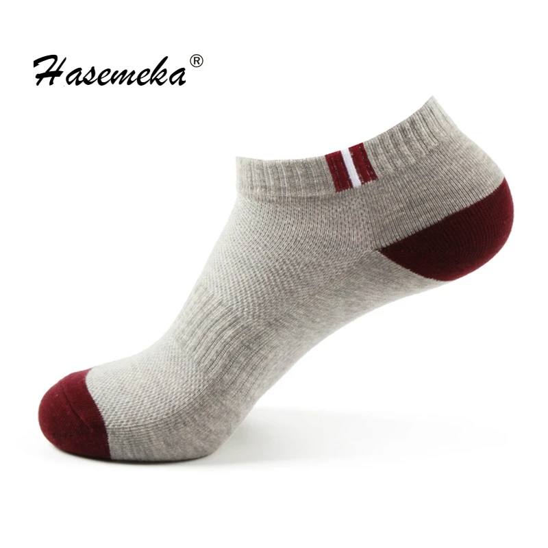 

New Men Socks Sports Summer Outdoors Short Breathable Bicycle Running Mixcolor Stripes Waist Mesh Boat Solid Black Grey Cotton