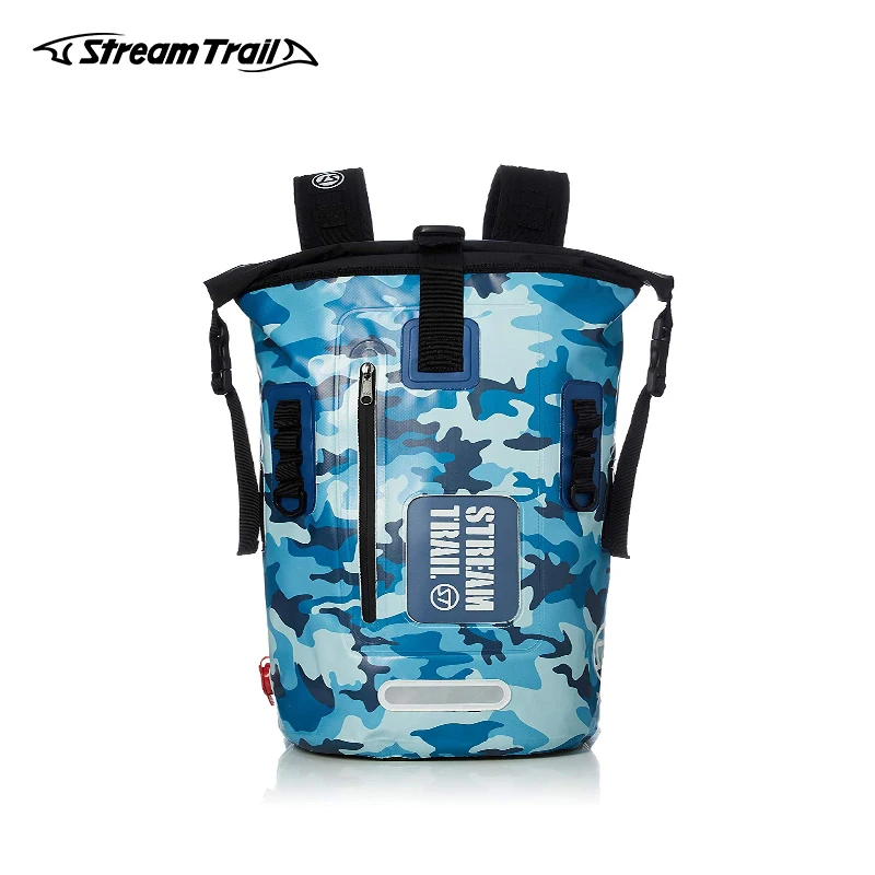 

Stream Trail Waterproof Bag Outdoor Drytank 25L Camo Backpack Water Resistant Daypack Heavy Duty Roll-Top Closure Padded Back