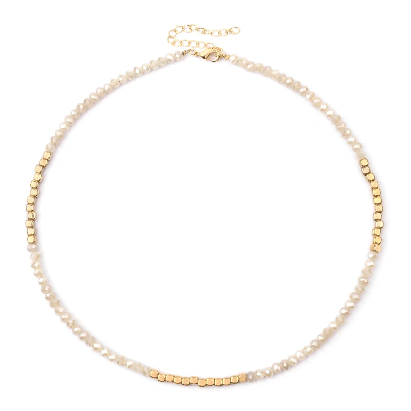 15-Opal Gold BOJIU, 13 цветов, Крошечные Хрустальные акриловые бусины, колье, ожерелье s для женщин, золото, серебро, синий, белый, бисерное массивное ожерелье NK1077 - Окраска металла: 15-Opal Gold
