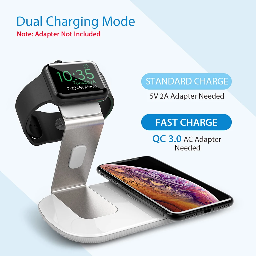 Seneo PA136 10 Вт Qi Беспроводное зарядное устройство док-станция 2 в 1 для Iphone 11 Airpods Тип C подставка Быстрая зарядка для Apple Watch зарядное устройство